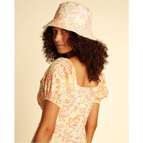 NWT Billabong x Wrangler Women's Mini Dress Yellow Orange Far & Away Floral med - Picture 5 of 9